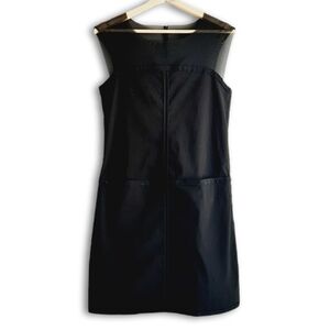 LIVIANA CONTI Italy Classic Sheath Dress w Pockets Black Mesh Yoke Sleeveless S